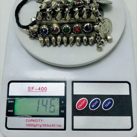 Silver Vintage Long Pendant Necklace with Coins Handmade Afghan Pendant Necklace - Picture 11 of 11